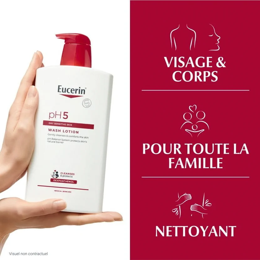 EUCERIN pH5 Gel Lavant (format unique 1L — flacon-pompe visage et corps) – Image 3