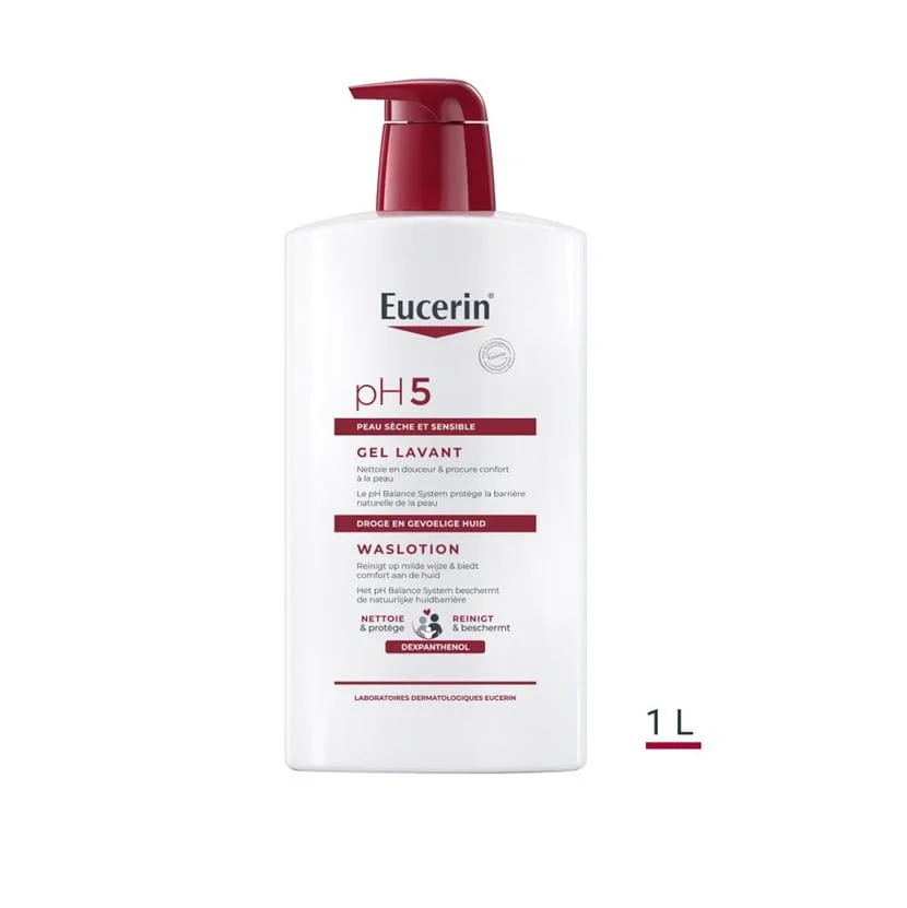 EUCERIN pH5 Gel Lavant (format unique 1L — flacon-pompe visage et corps)