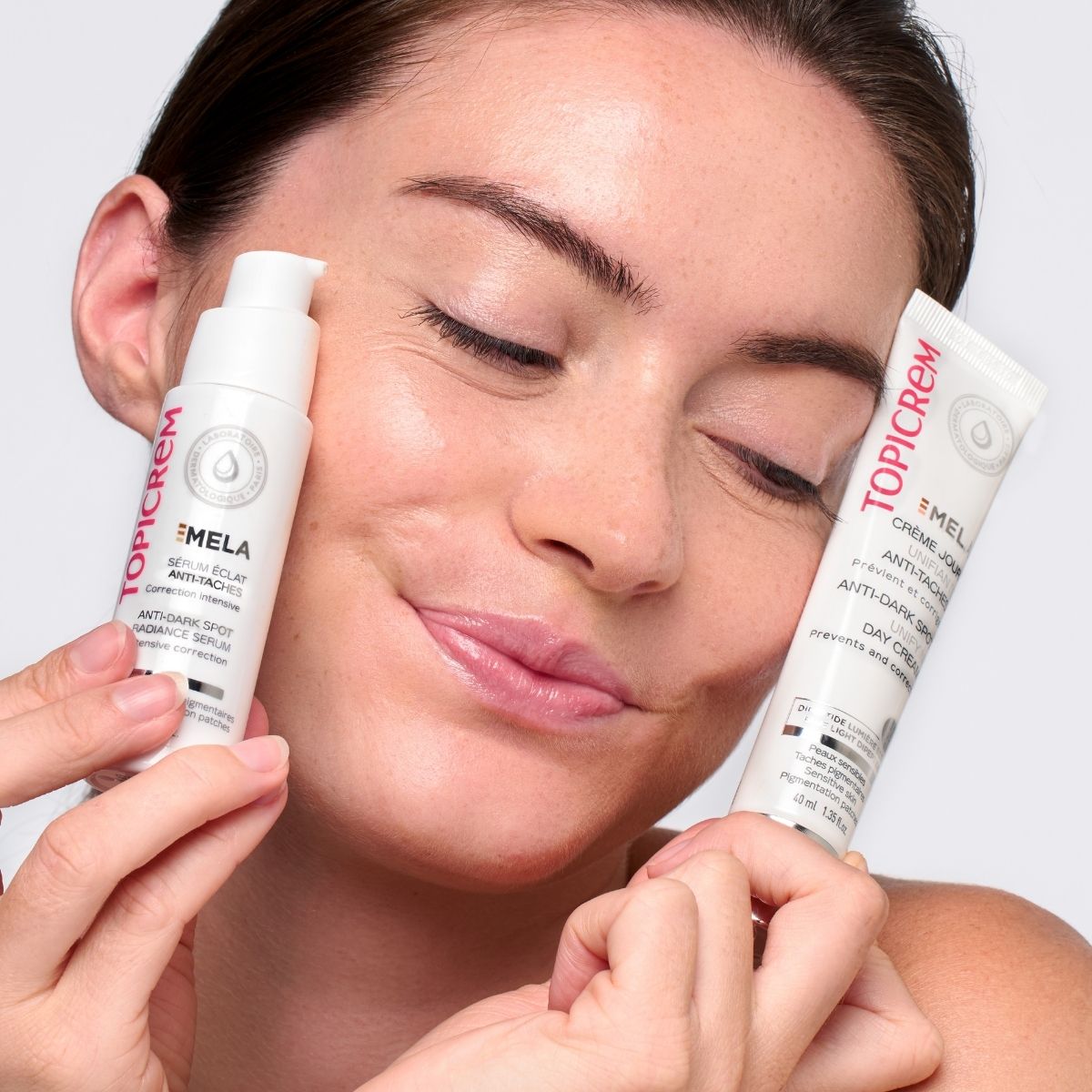Topicrem MELA Crème Jour Unifiante Anti-Taches SPF50+ - texture et résultat